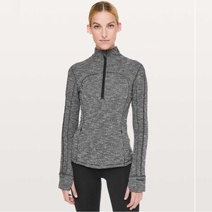 Lululemon Run Briskly 1/2 Zip Coco Pique Black White Rulu Pullover Size 12